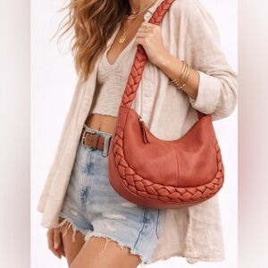 NWT Anthropologie Braided Leather Bag